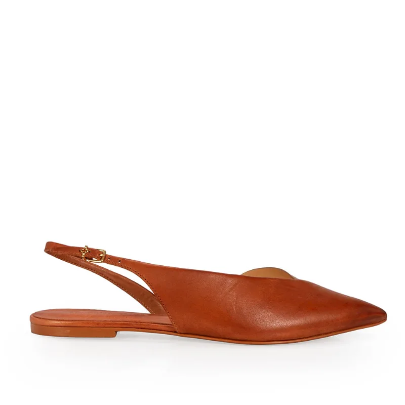 Sapatilha Slingback Couro Caramelo 39 - CAPODARTE
