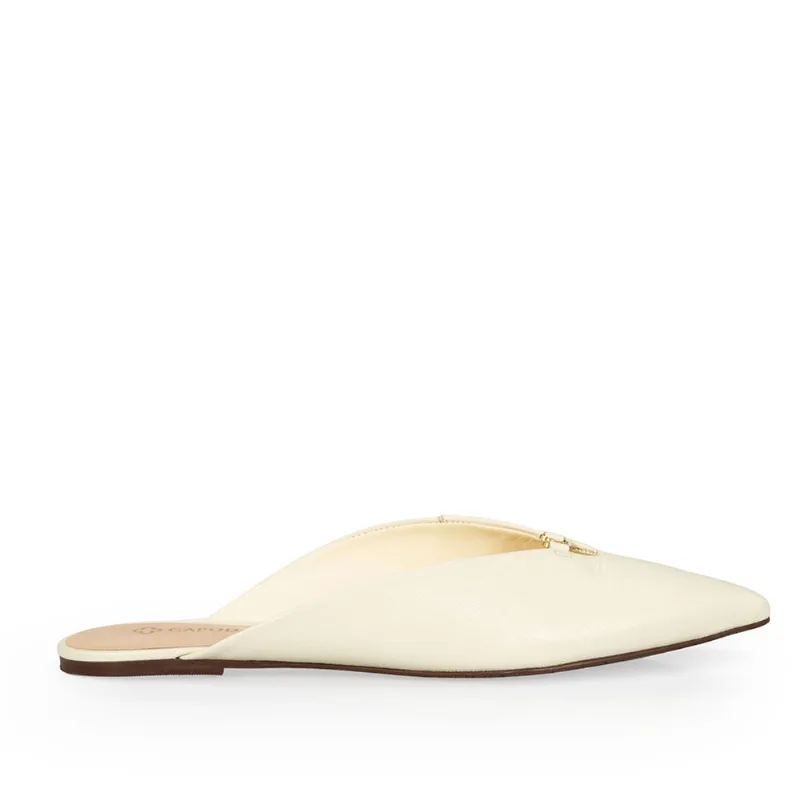Mule Bico Fino Couro Amarelo Camomila 39