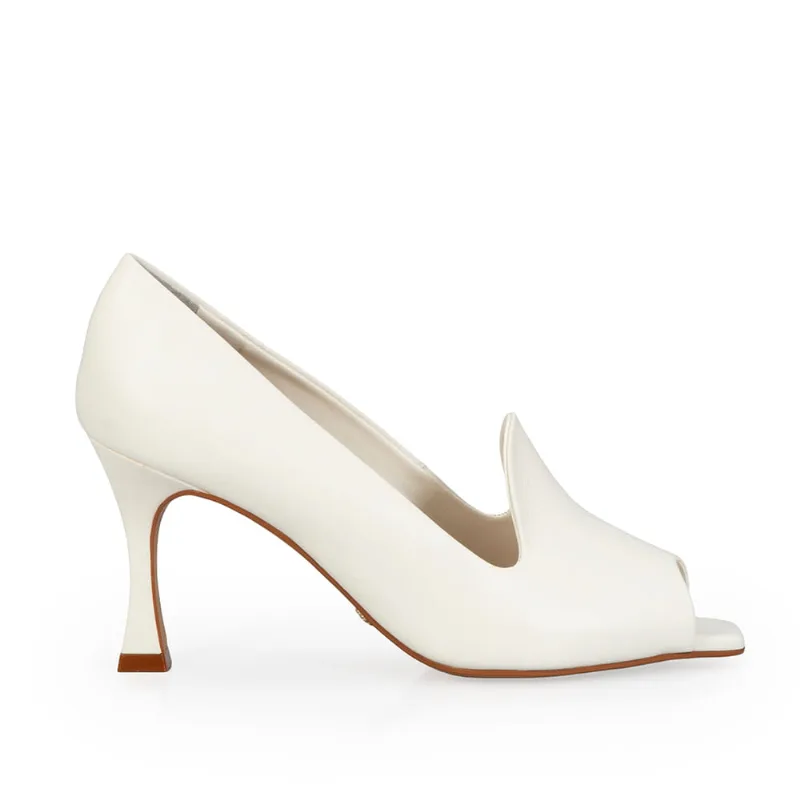 Peep Toe Couro Calf Branco 36