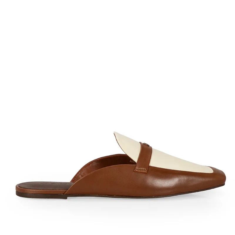 Mule Bico Quadrado Couro Marrom 37