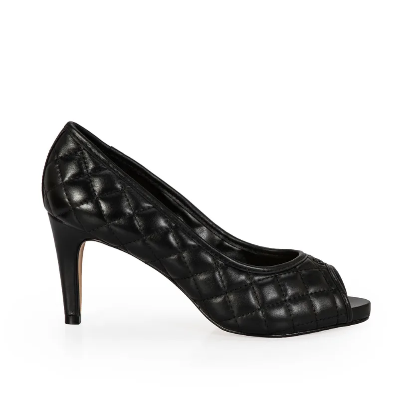 Peep Toe Couro Matelassê Preto 33