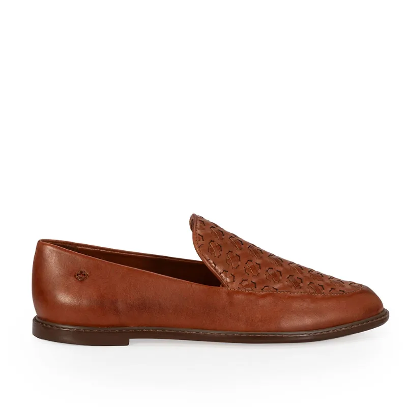 Loafer Mocassim Couro Tressê Marrom 36