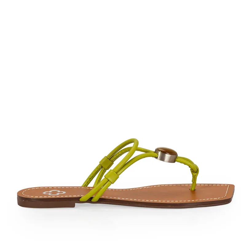 Chinelo Rasteiro Couro Verde Verbena 39