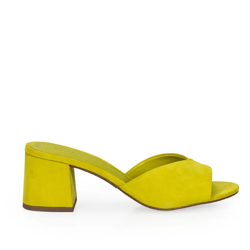 Mule Salto Bloco Couro Nobuck Verde Verbena 37