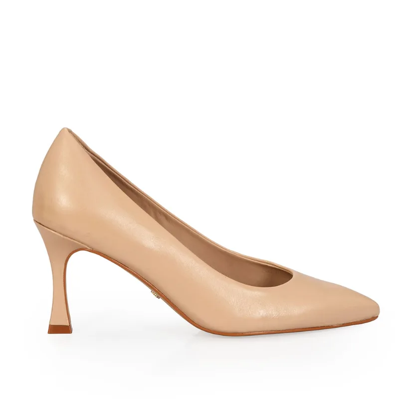 Scarpin Salto Alto Couro Nude Seda 37