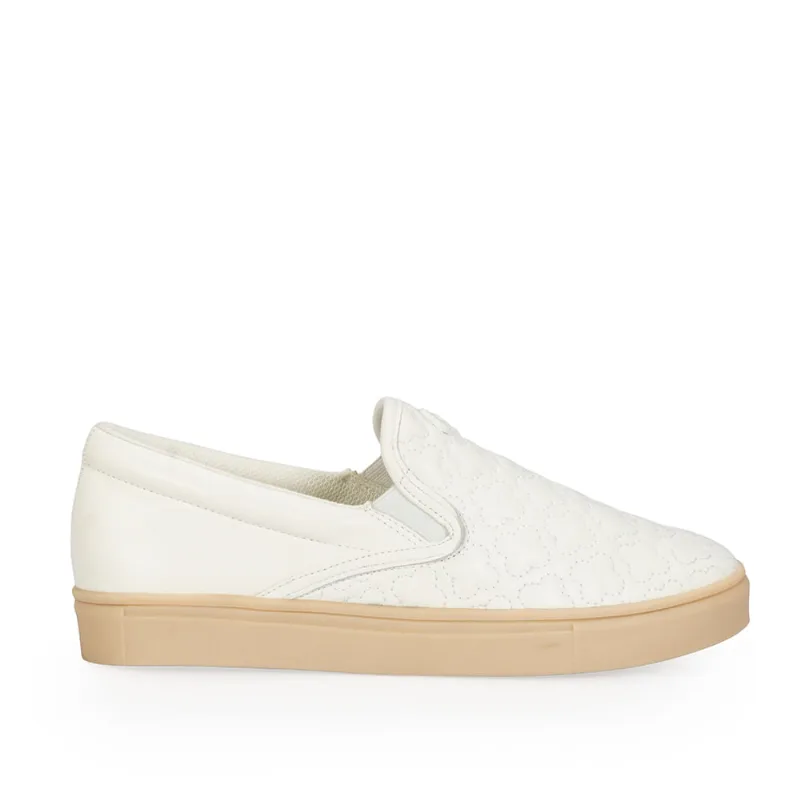 Tênis Slip On Couro Matelassê Branco 40