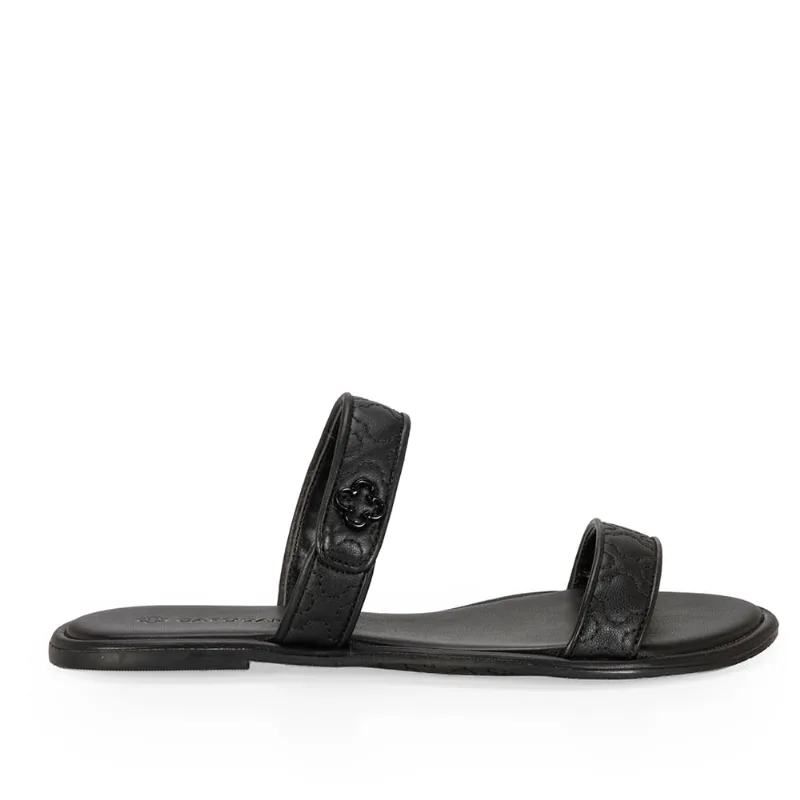 Chinelo Rasteiro Couro Preto 34