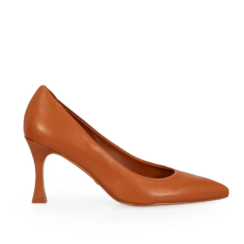 Scarpin Salto Alto Couro Caramelo 38