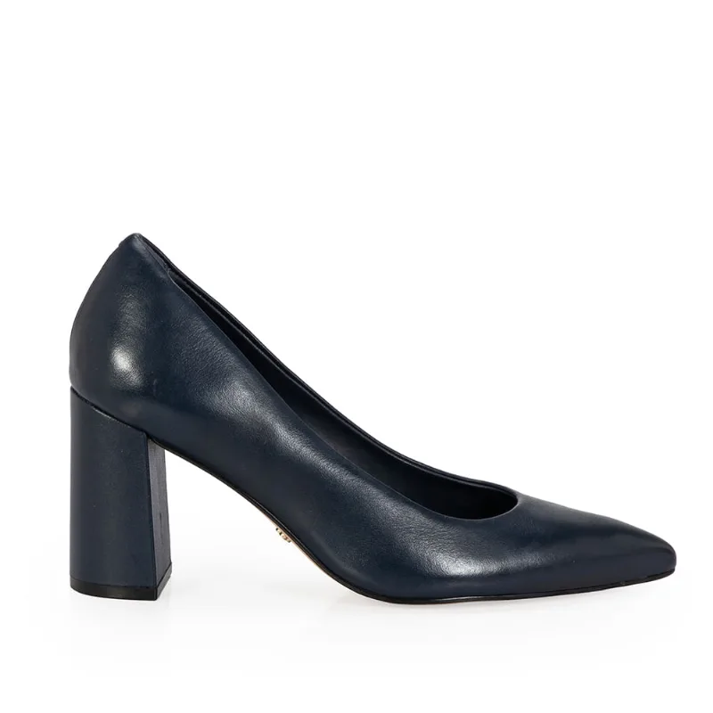 Scarpin Salto Alto Couro Azul Marinho 39