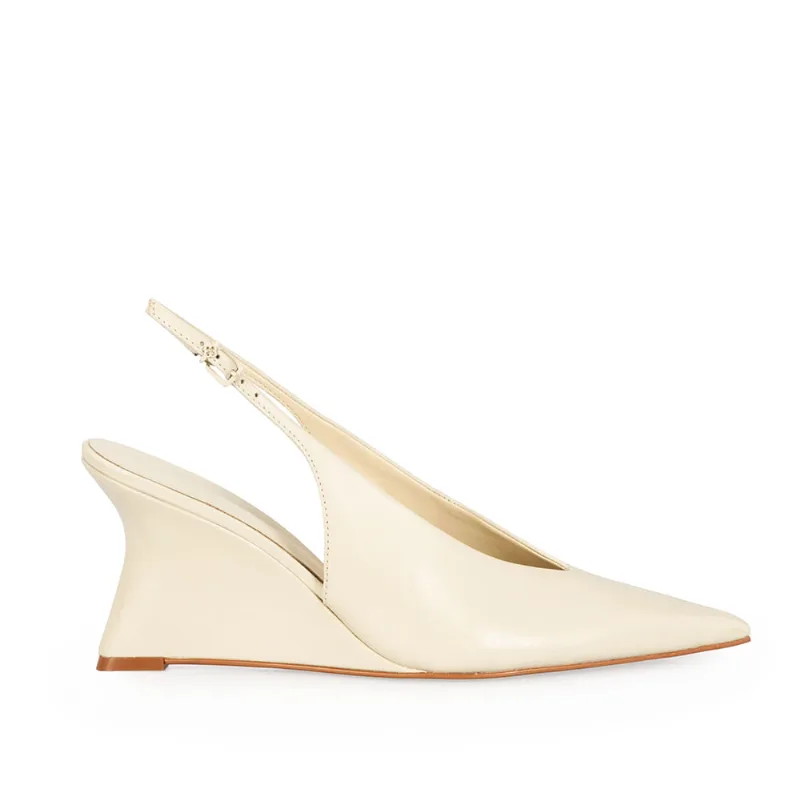 Scarpin Salto Alto Anabela Couro Mármore 35