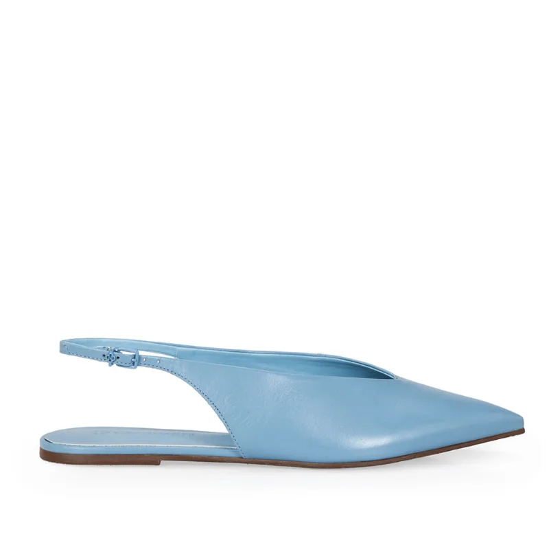 Scarpin Slingback Couro Azul Cielo 38