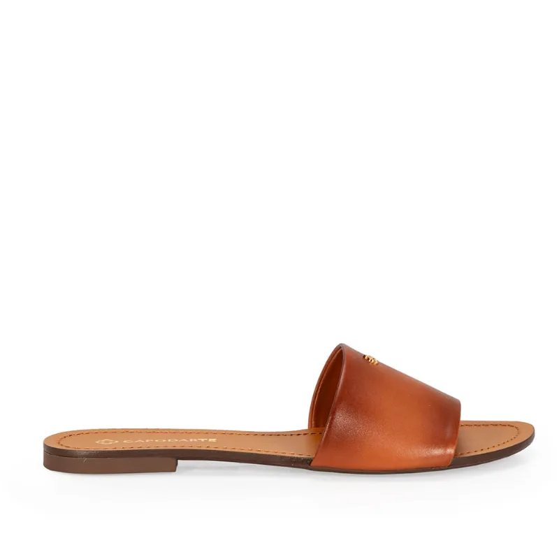 Chinelo Rasteiro Couro Camel 37