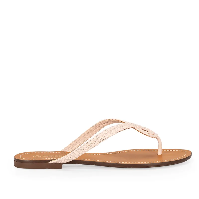 Chinelo Rosa Peônia Couro Trançado Rasteiro 38