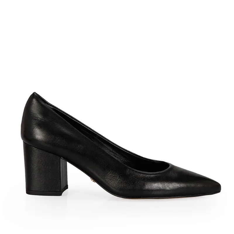 Scarpin Salto Bloco Couro Preto 40