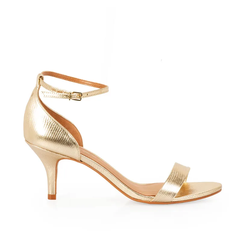 Sandália Couro Metalizada Dourada 40