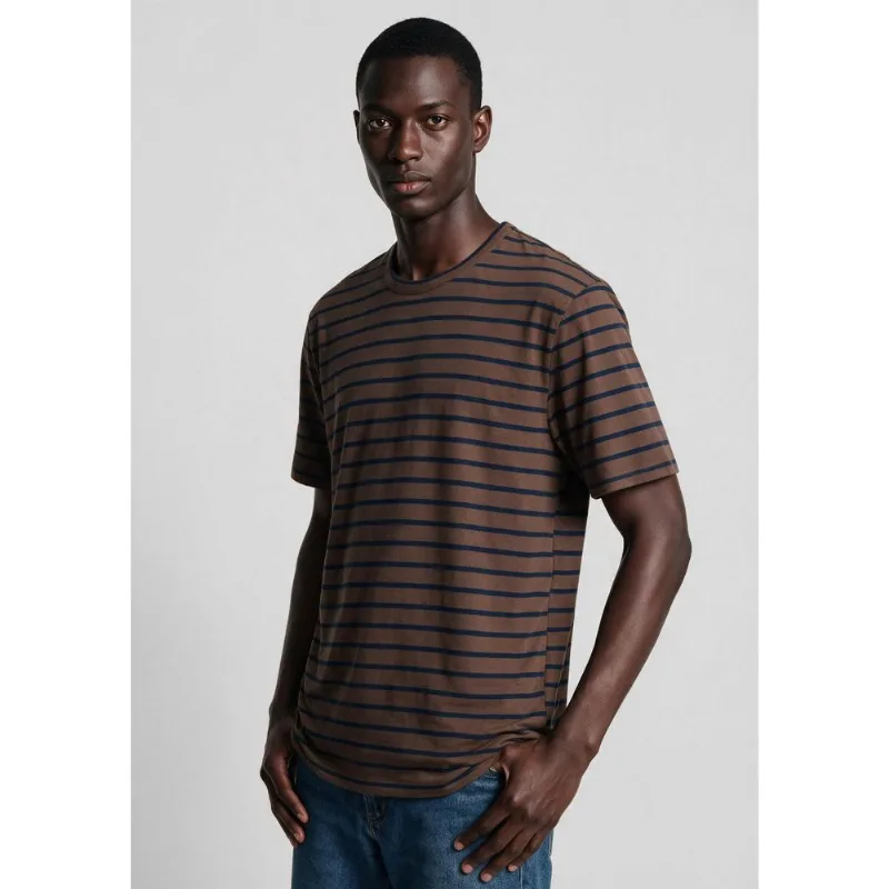 Camiseta Masculina Manga Curta Listrada - Marrom P