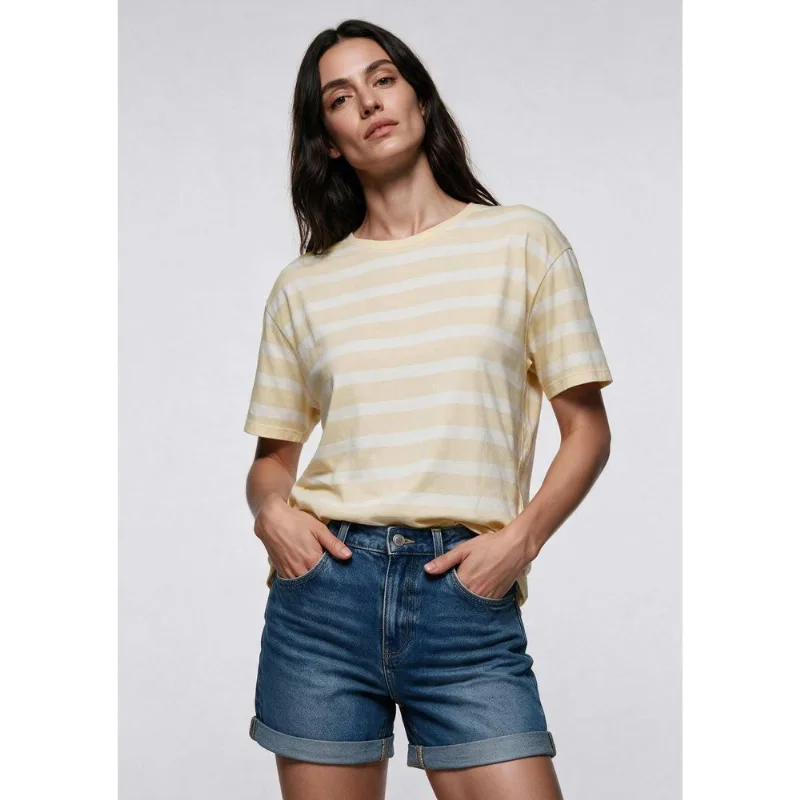 Camiseta Feminina Fio Tinto Listrada - Amarelo XP