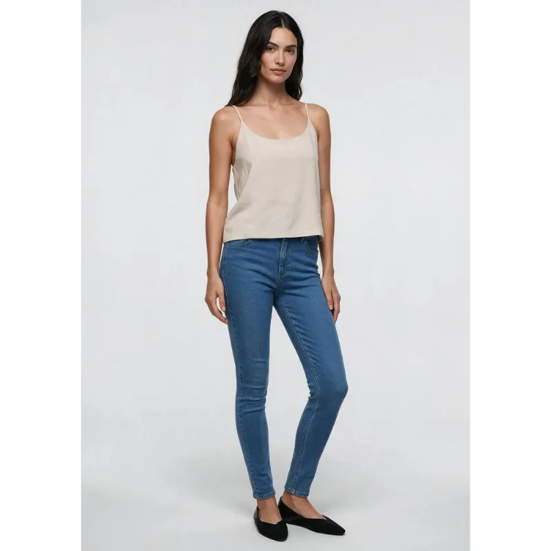 Calça Jeans Feminina Skinny Cintura Média - Azul médio 040