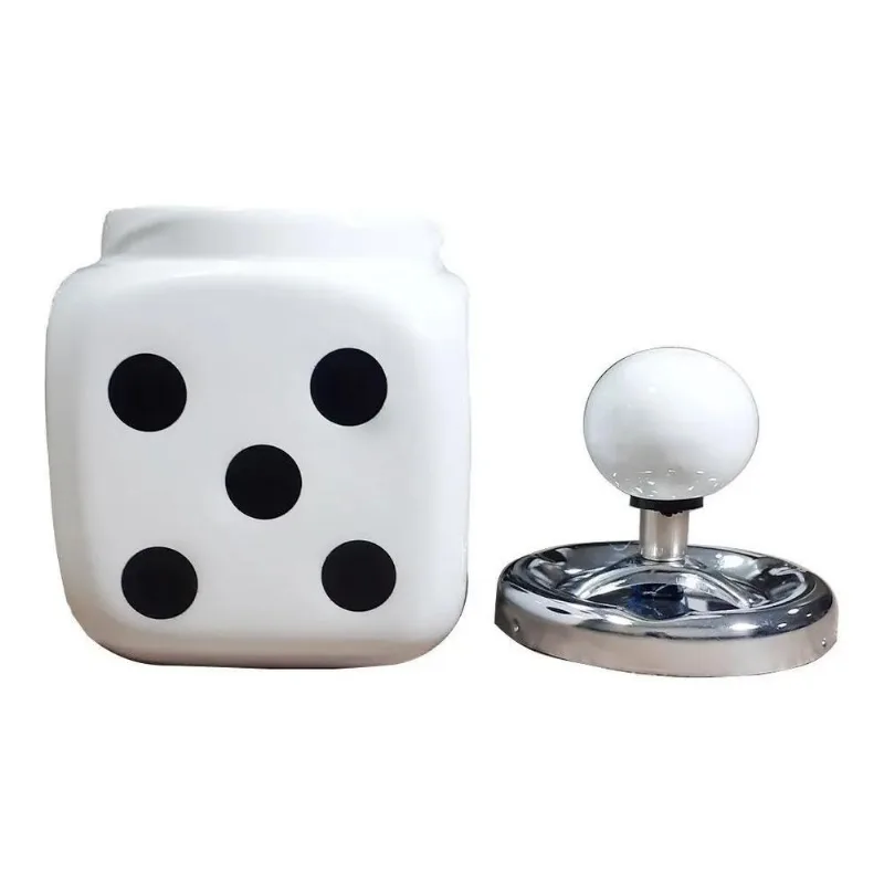 3x Cinzeiro Dado Com Tampa Porcelana E Metal Cor Branco