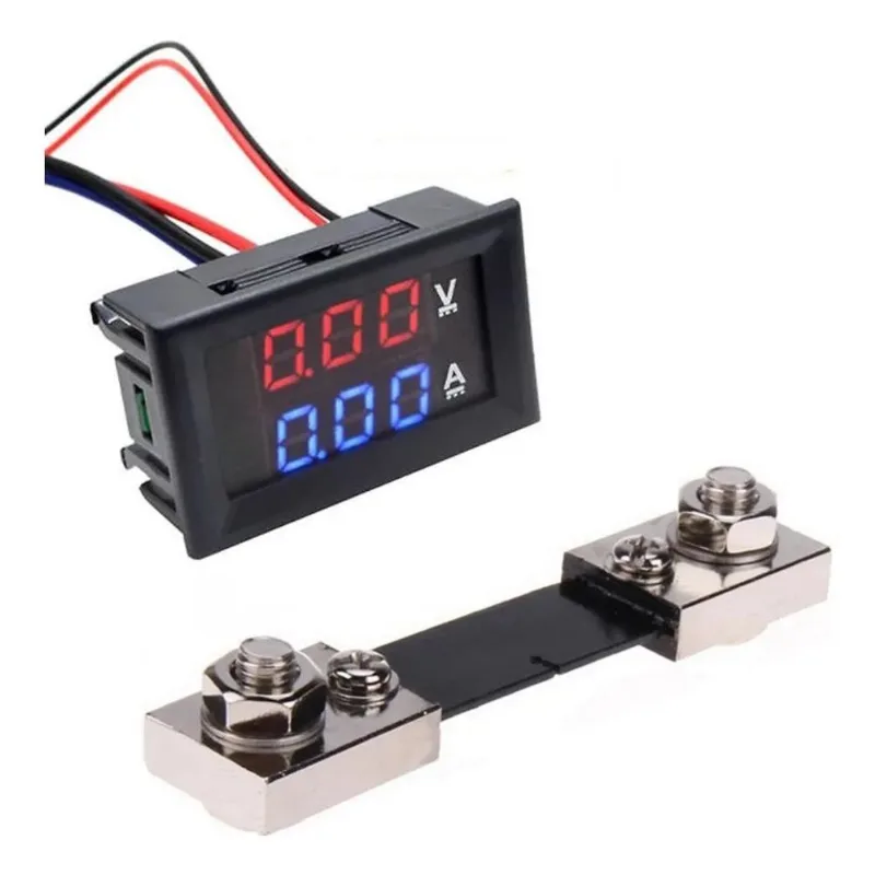 2x Voltímetro Amperímetro + Shunt Dc 0-100v 0-100a Mfl