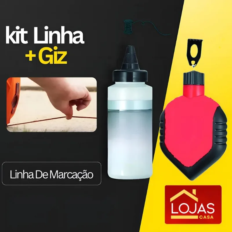 Kit Giz De Linha 30m Marcação Com Refil De Giz Em Pó Para De