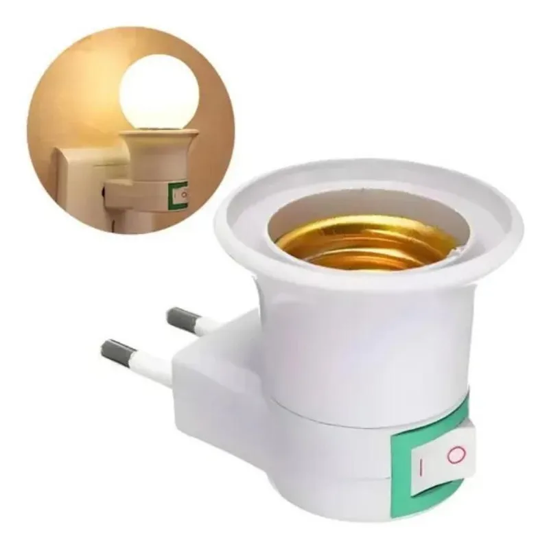 3x Adaptador Soquete E27 Para Lâmpada Tomada Chave Liga Desl