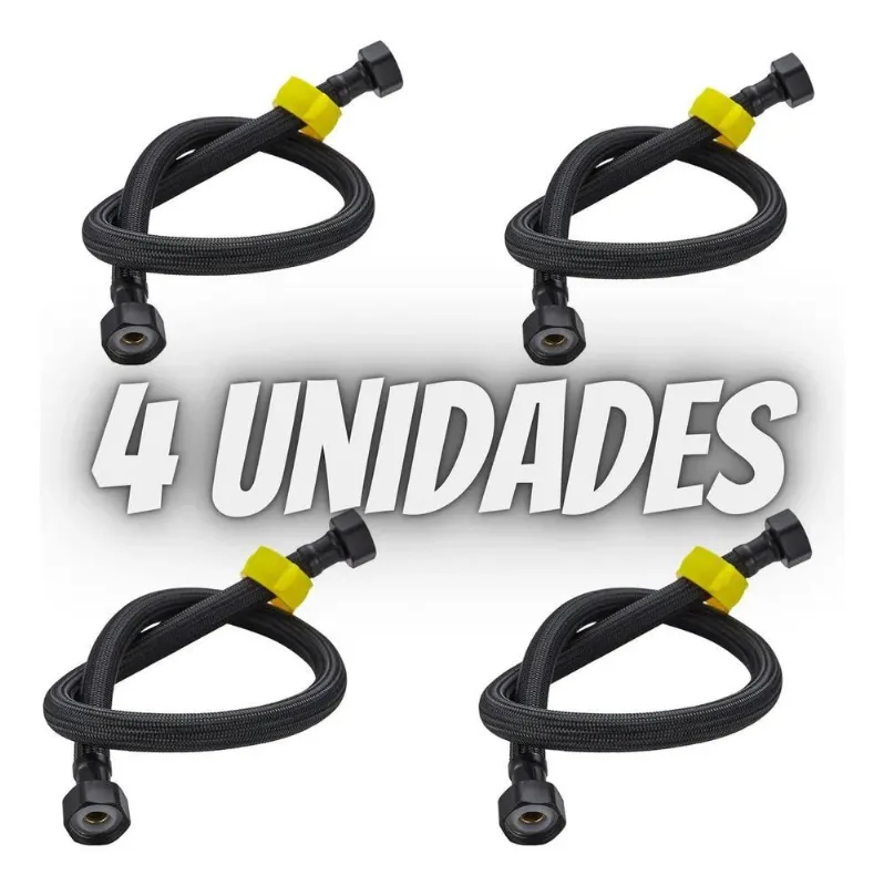 5x Rabicho Flexivel 50 Cms Engate Mangueira Trançado Aço Ino