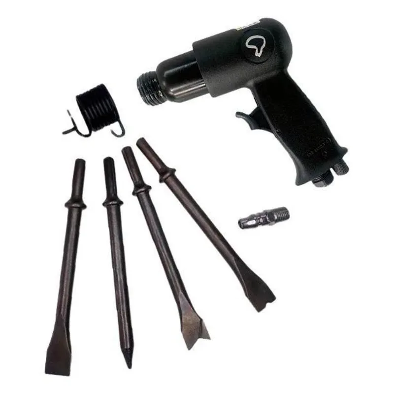5x Martelete Pneumático Potente 150mm Com Kit De 4 Cinzéis
