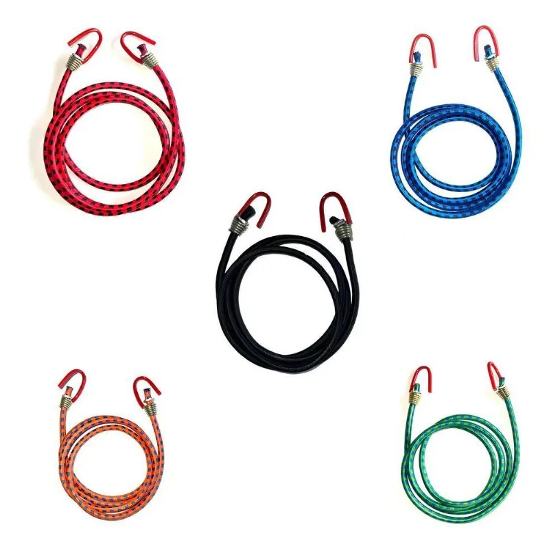 Corda Elástica Bagageiro Kit 5peças Colorido Gancho Arame 2m