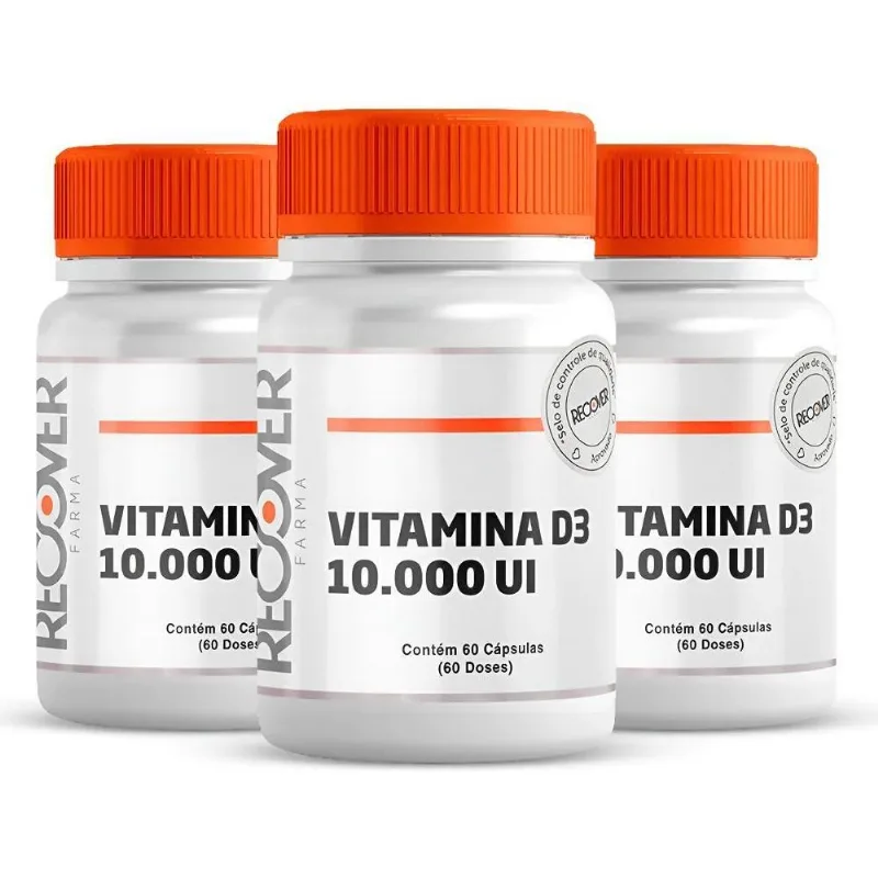 Kit 3x Vitamina D3 10.000 Ui 60 Cápsulas - Recover Farma Sab