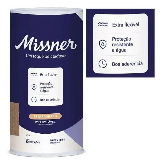 Esparadrapo Impermeável Bege 10cm X4,5m Missner