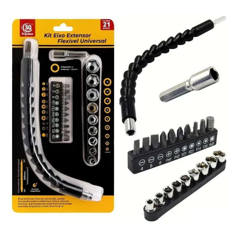 10x Kit Extensor Prolongador Flexível Parafusadeira Univers