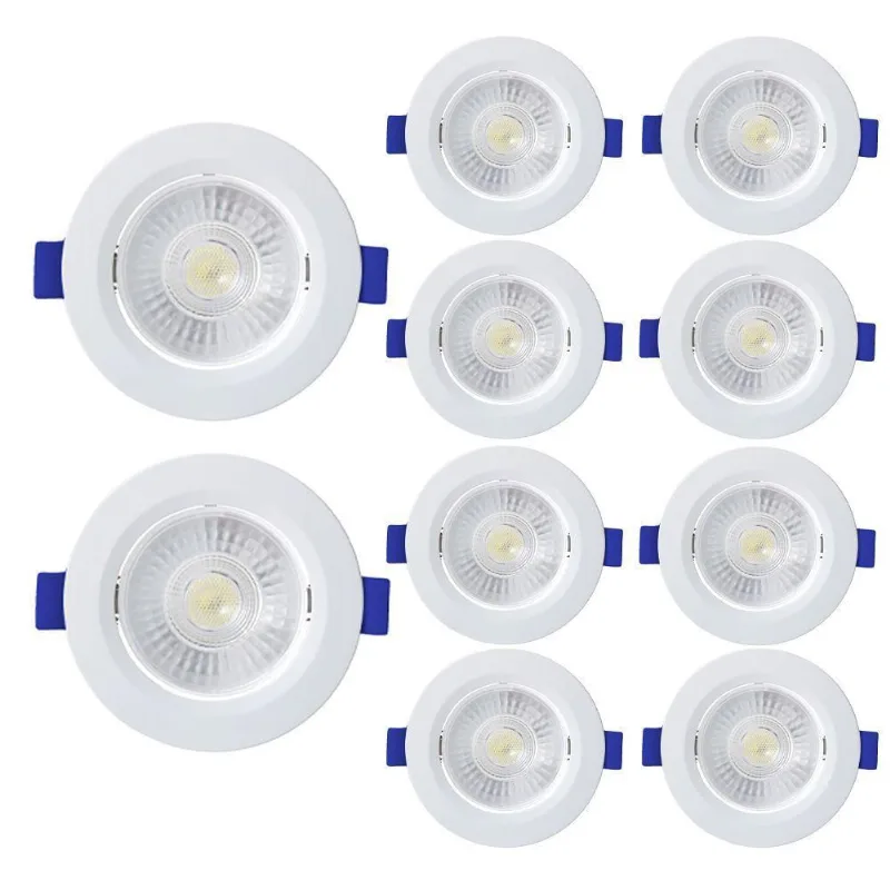 Kit 10 Spot De Led Embutir Slim Mr11 Redondo 3w Bivolt 3000k Quente