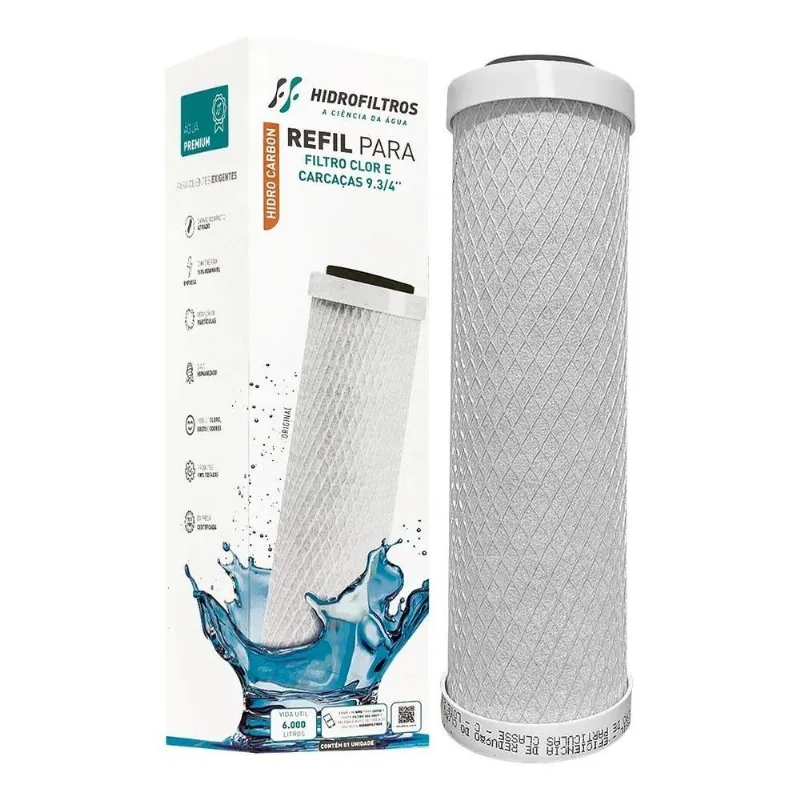 Refil Filtro Carvão Ativado Carbon Block 9 3/4 Retira Cloro