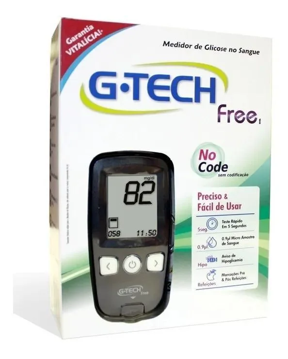 Kit Medidor De Glicemia Completo Para G-tech Free