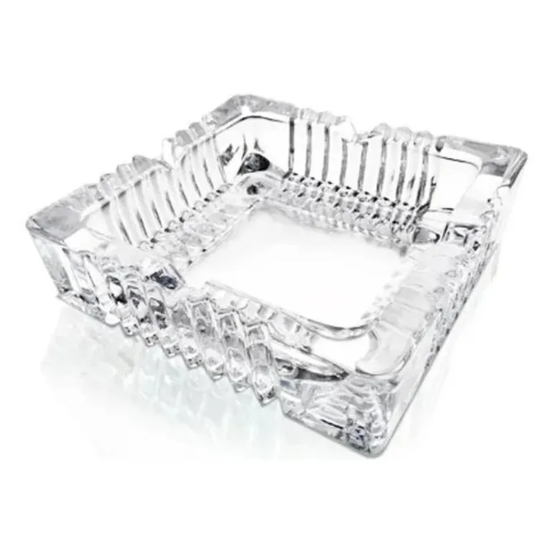 3x Cinzeiro De Vidro 12 Cm Quadrado Para Mesa Cristal Cor Tr