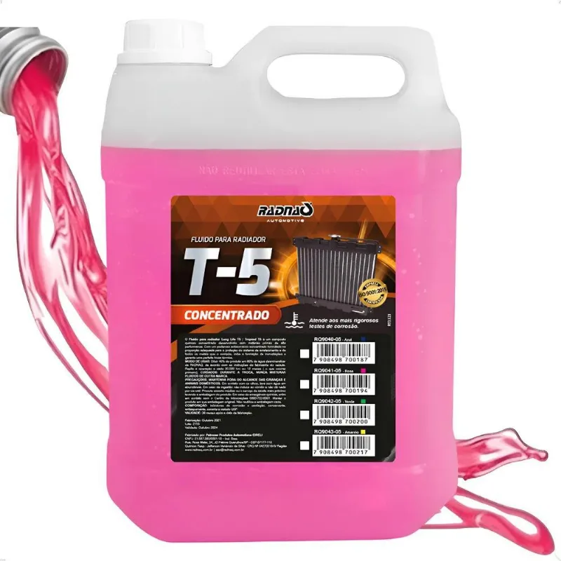 Aditivo De Radiador Rosa T5 Radnaq 5 Litros Concentrado Galã