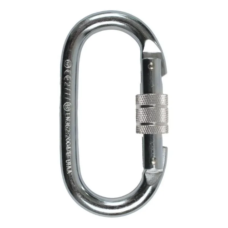 Mosquetão Aço Oval Rosca 25kn Nbr Trava Dupla Para Altura