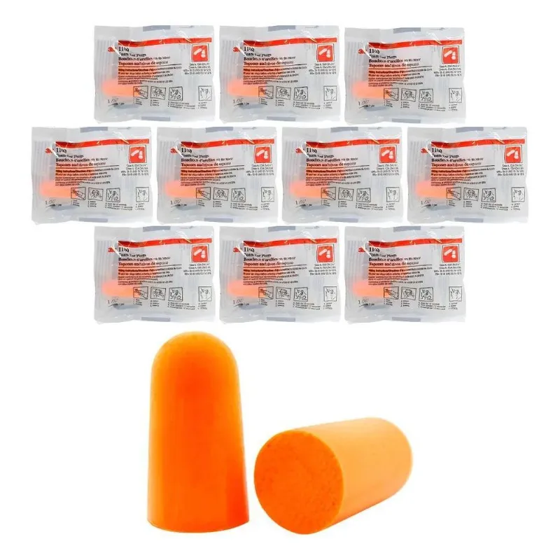 Kit 10 Prs Protetor Auricular Plug Espuma Sem Cordão 3 Laran