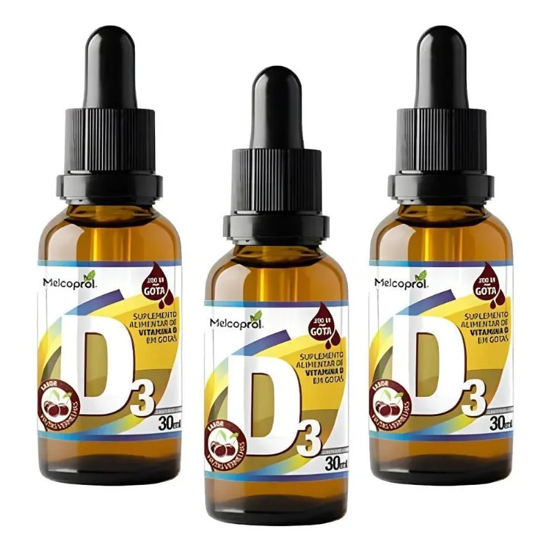 Kit 3 Vitamina D3 Em Gotas 2000 Ui Por Gota 30ml Melcoprol
