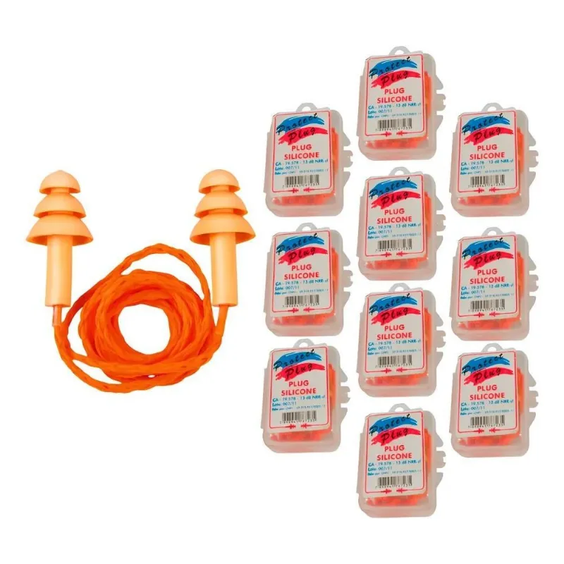 Kit 10 Protetor Ouvido Silicone Plug Conforto Hipo - Amarelo