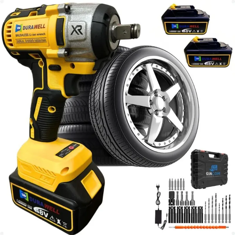 Chave De Impacto 1/2 2 Baterias 48v 10ah Recarregavel Forte
