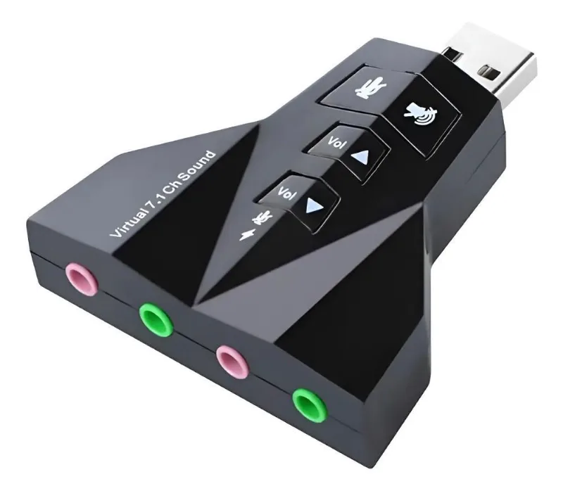 Adaptador Usb 7.1 Adaptador De Áudio Para Laptop Pc Preto No