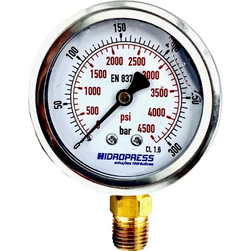 10x Hidropress Conexão Inferior Manometro Glicerinado De 0