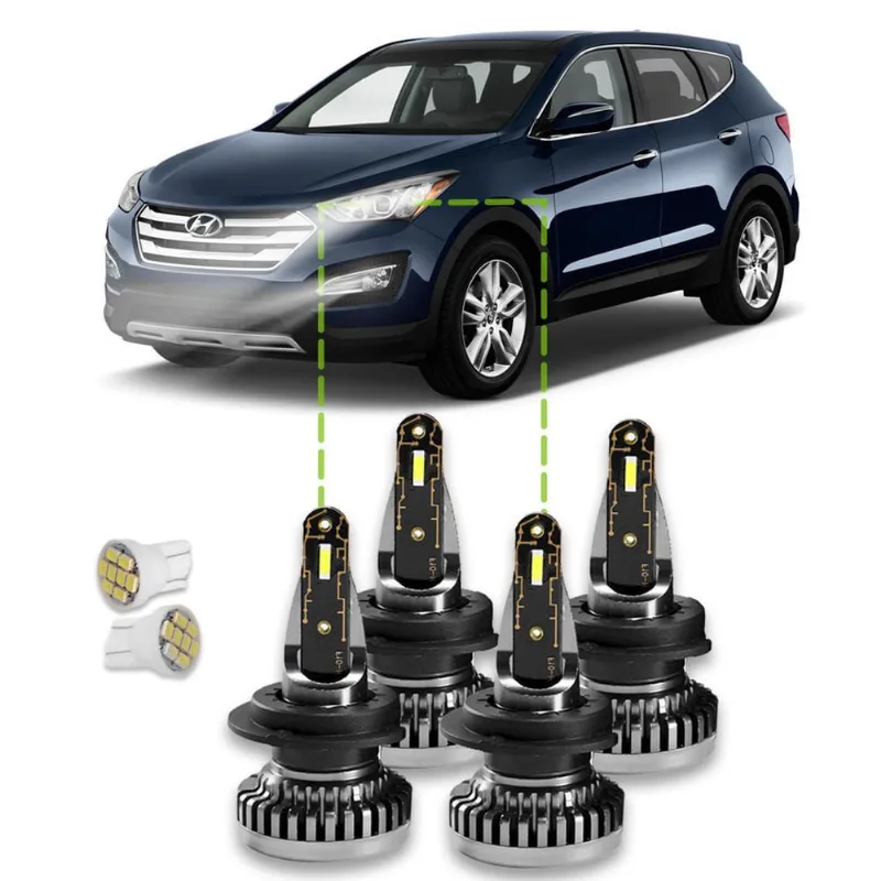 Kit Ultra Nano Led R8 Hyundai Grand Santa Fé 14/16 30000Lm