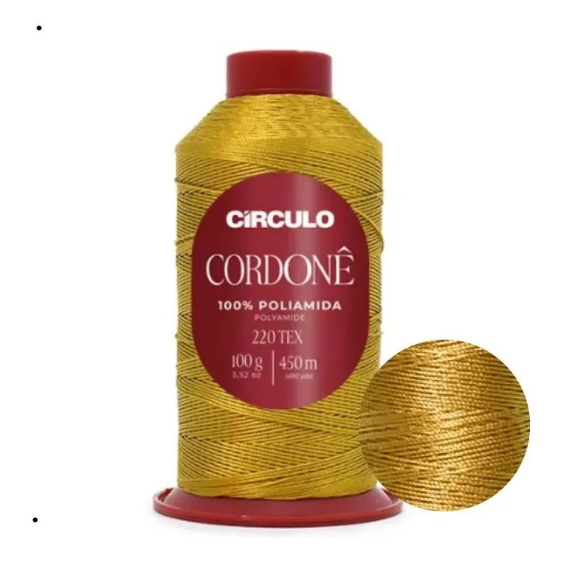 Fio Cordonê Poliamida Brilhante 450m Cone Crochê Decoração