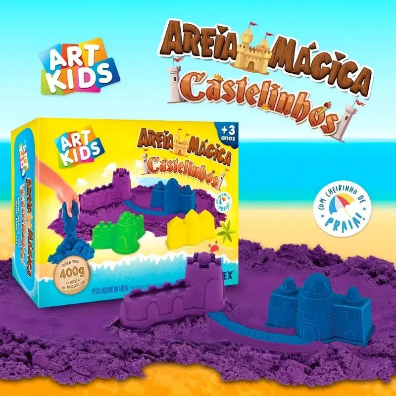3x Areia Mágica Cinética Castelinhos Art Kids 400g - Acrilex