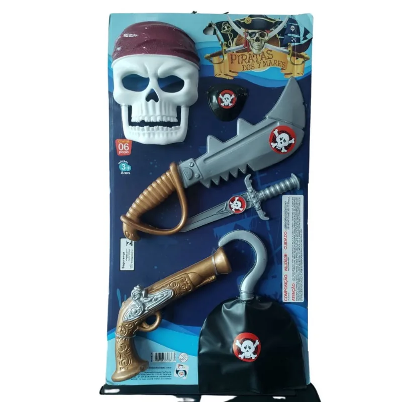 Kit Fantasia Pirata 7 mares Infantil 6 peças