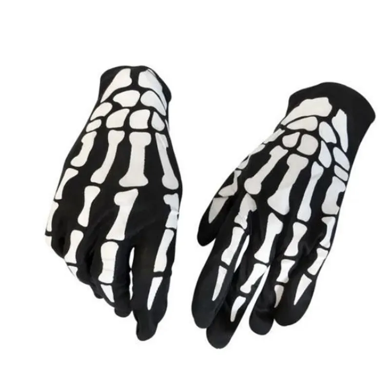 Par de Luvas esqueleto silk fantasia p/ festas e cosplay
