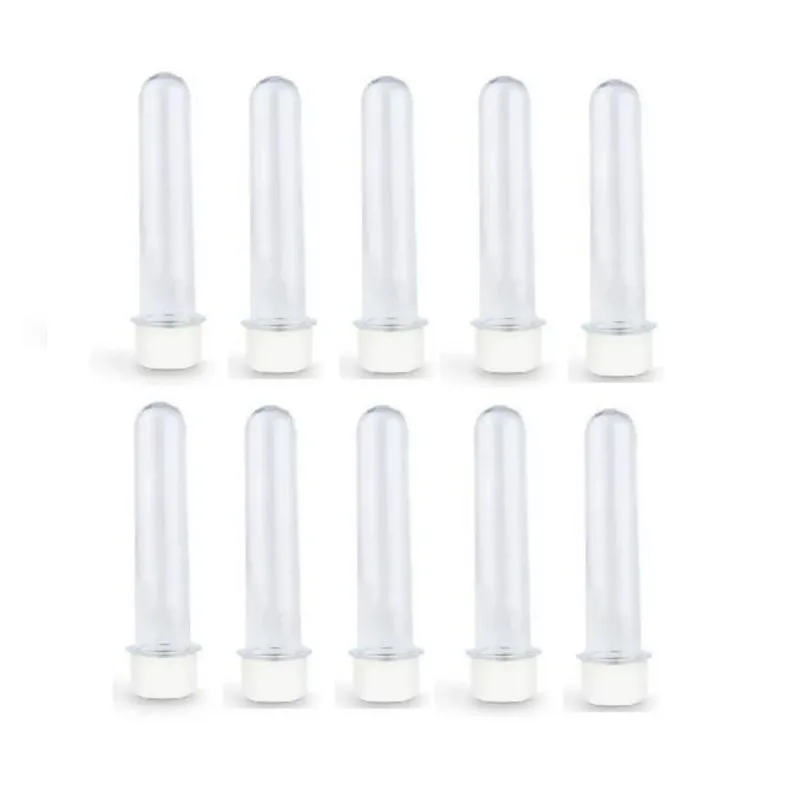 Kit 50 Tubete 12Cm Acrílico Tampa Branca/ Transparente
